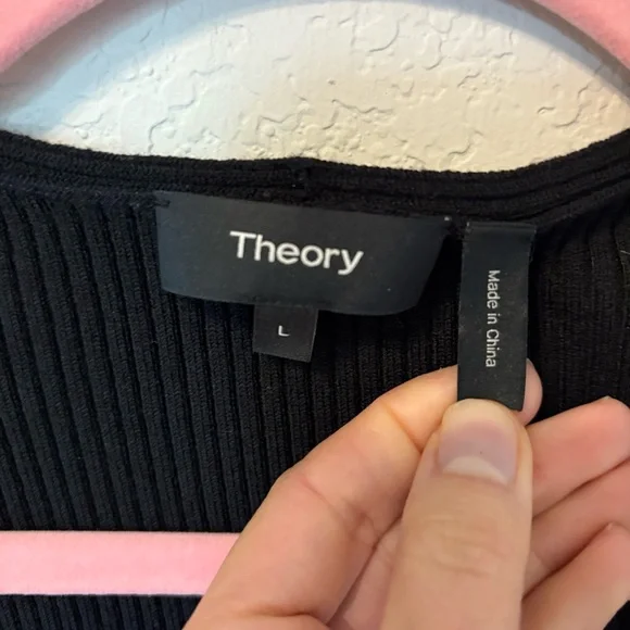 Theory Black Square Neck Portrait Evian Long Sleeve Top Largr - Picture 3 of 7